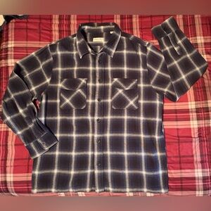Navy Plaid Heavy Cotton Button Down Shirt